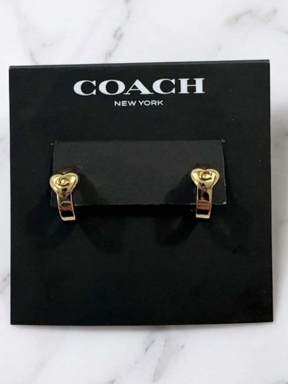 COACH Signature C Puffy Heart Stud Earrings - Picture 1 of 3